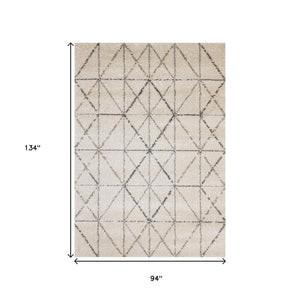 HomeRoots 5' Cream and Gray Tribal Area Rug – Soft, Durable Design for Modern Living Spaces and Families 8' X 11' 660278