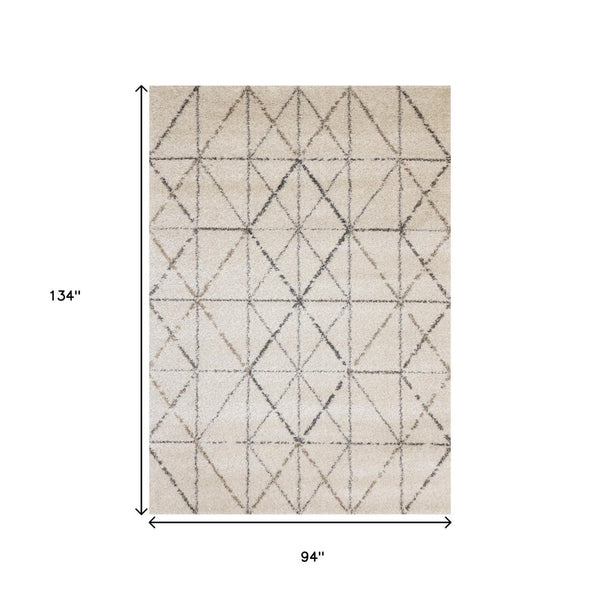 HomeRoots 5' Cream and Gray Tribal Area Rug – Soft, Durable Design for Modern Living Spaces and Families 8' X 11' 660278