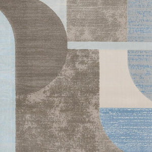 HomeRoots 5' Modern Geometric Area Rug in Blue-Gray and Brown - Durable, Stain-Resistant, Low-Maintenance Design 5' X 8' 660279