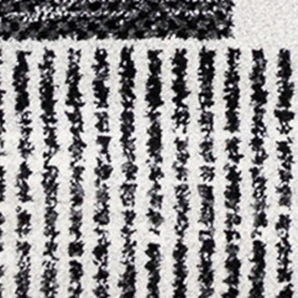 HomeRoots 5' Striped Area Rug in White and Gray - Stylish, Durable, Stain-Resistant Design for Any Room 5' X 8' 660281