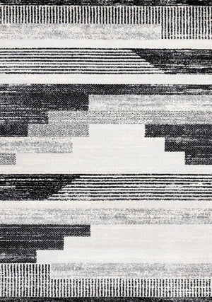 HomeRoots 5' Striped Area Rug in White and Gray - Stylish, Durable, Stain-Resistant Design for Any Room 5' X 8' 660281