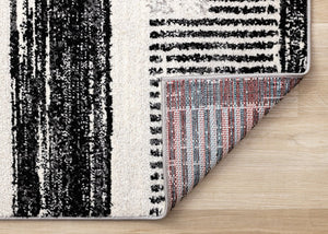 HomeRoots 5' Striped Area Rug in White and Gray - Stylish, Durable, Stain-Resistant Design for Any Room 8' X 11' 660282