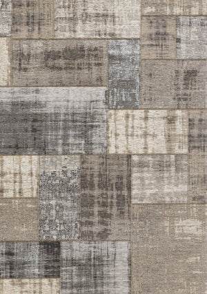 HomeRoots 5' Abstract Area Rug in Gray, Cream, and Tan - Stylish, Durable, and Stain Resistant for Modern Homes 5' X 8' 660283