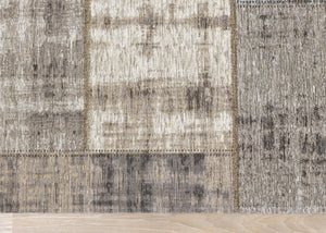HomeRoots 5' Abstract Area Rug in Gray, Cream, and Tan - Stylish, Durable, and Stain Resistant for Modern Homes 5' X 8' 660283