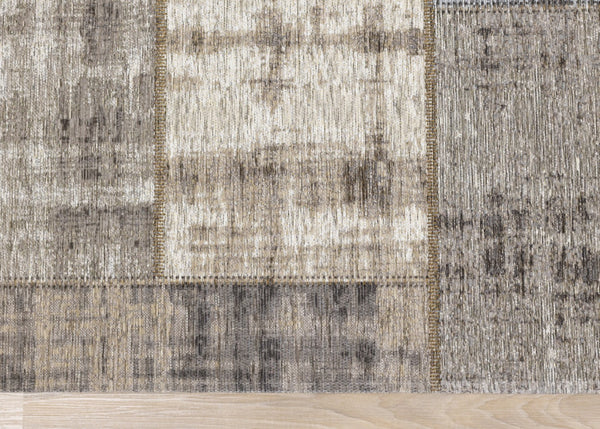 HomeRoots 5' Abstract Area Rug in Gray, Cream, and Tan - Stylish, Durable, and Stain Resistant for Modern Homes 5' X 8' 660283