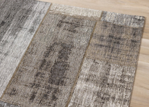 HomeRoots 5' Abstract Area Rug in Gray, Cream, and Tan - Stylish, Durable, and Stain Resistant for Modern Homes 8' X 11' 660284