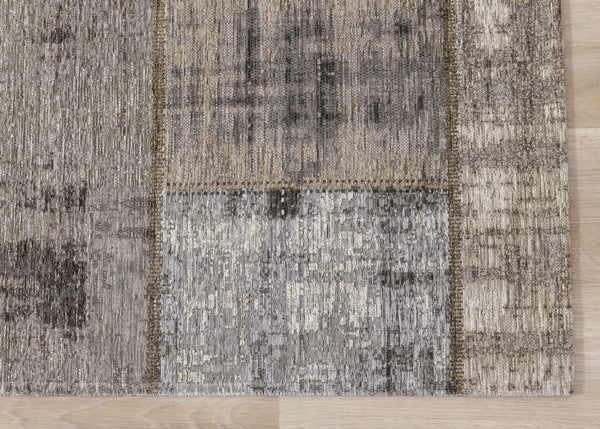 HomeRoots 5' Abstract Area Rug in Gray, Cream, and Tan - Stylish, Durable, and Stain Resistant for Modern Homes 8' X 11' 660284