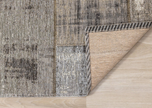 HomeRoots 5' Abstract Area Rug in Gray, Cream, and Tan - Stylish, Durable, and Stain Resistant for Modern Homes 8' X 11' 660284