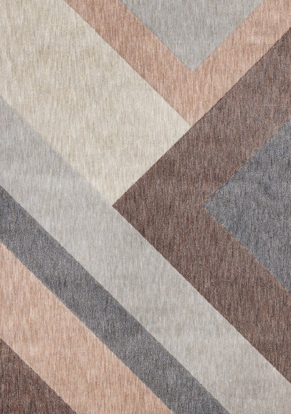 HomeRoots 5' Modern Geometric Area Rug in Gray, Brown, and Beige - Durable, Stain-Resistant, Stylish Design 5' X 8' 660286