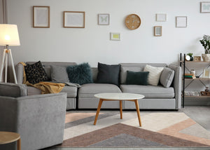 HomeRoots 5' Modern Geometric Area Rug in Gray, Brown, and Beige - Durable, Stain-Resistant, Stylish Design 5' X 8' 660286