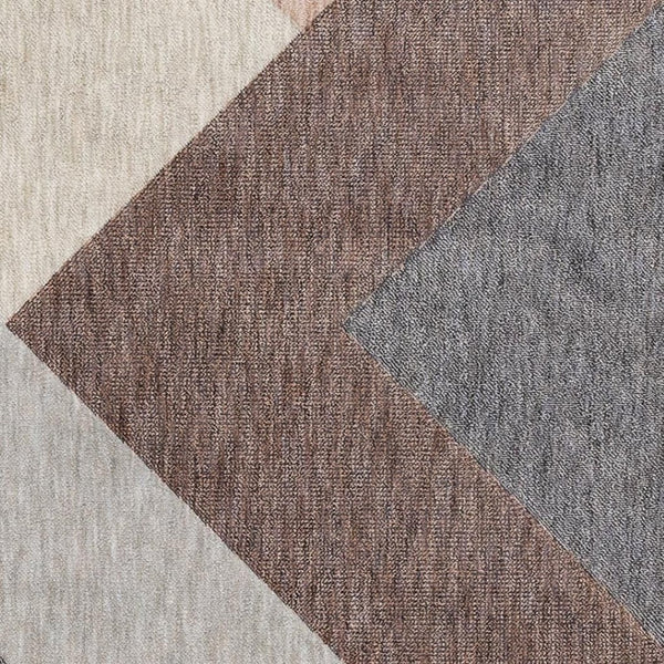 HomeRoots 5' Modern Geometric Area Rug in Gray, Brown, and Beige - Durable, Stain-Resistant, Stylish Design 8' X 11' 660287