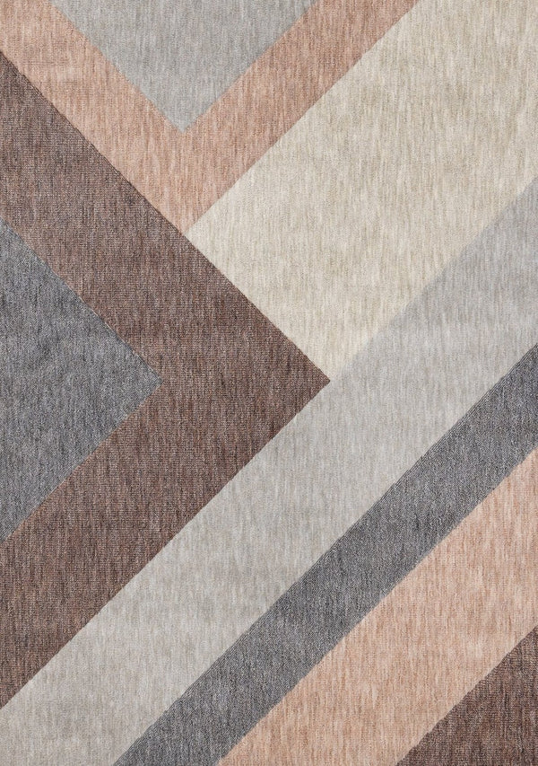 HomeRoots 5' Modern Geometric Area Rug in Gray, Brown, and Beige - Durable, Stain-Resistant, Stylish Design 8' X 11' 660287
