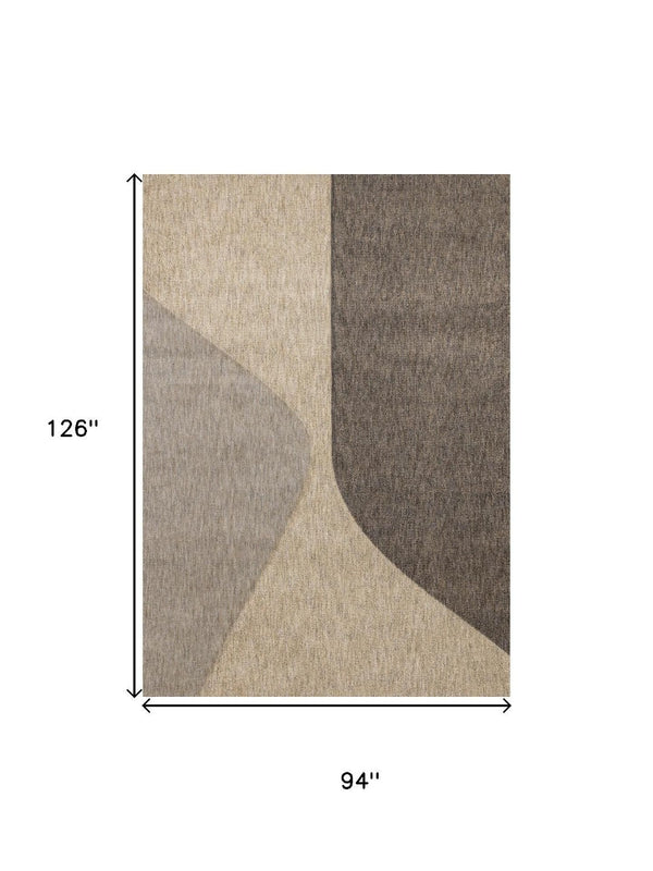 HomeRoots 5' Modern Geometric Area Rug in Beige, Gray, and Brown - Stylish, Durable, and Easy Care for Homes 8' X 11' 660289