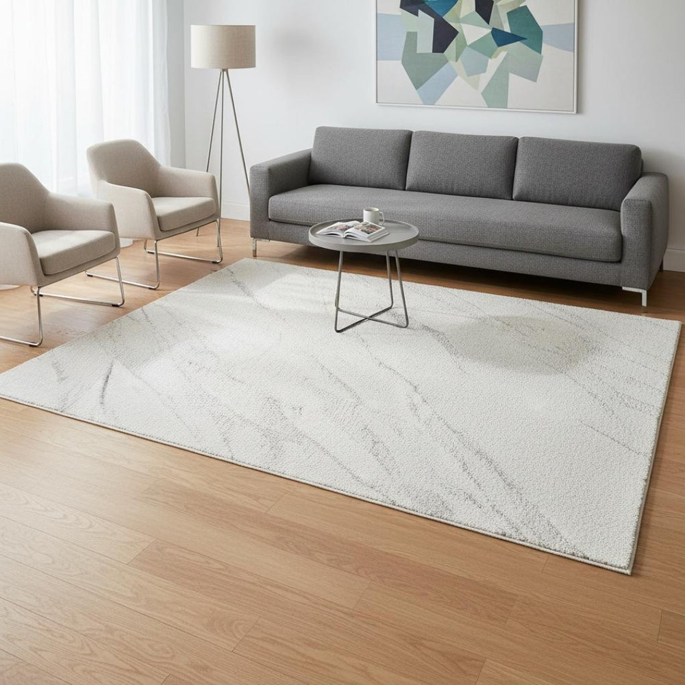 HomeRoots 5' Stylish Cream and Gray Abstract Area Rug - Perfect for Modern Living Spaces and Easy Care 5' X 8' 660290
