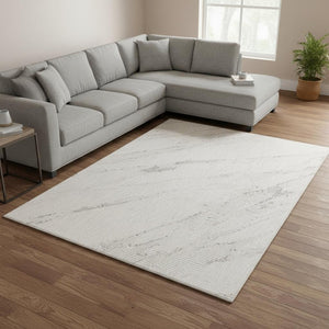 HomeRoots 5' Stylish Cream and Gray Abstract Area Rug - Perfect for Modern Living Spaces and Easy Care 8' X 11' 660291