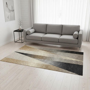 HomeRoots 5' Stylish Gray Brown and Beige Geometric Area Rug - Durable, Stain-Resistant, Easy-Care Design 5' X 8' 660292