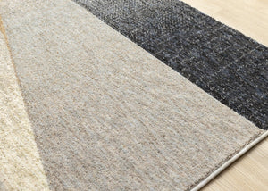 HomeRoots 5' Stylish Gray Brown and Beige Geometric Area Rug - Durable, Stain-Resistant, Easy-Care Design 5' X 8' 660292