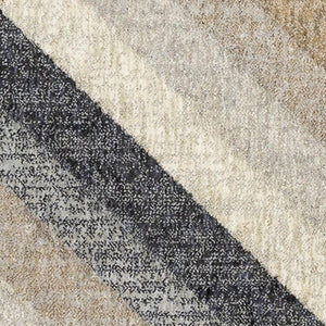 HomeRoots 5' Modern Gray Beige Black Geometric Area Rug for Stylish Living Spaces - Durable & Stain-Resistant 5' X 8' 660294