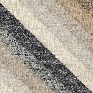 HomeRoots 5' Modern Gray Beige Black Geometric Area Rug for Stylish Living Spaces - Durable & Stain-Resistant 5' X 8' 660294