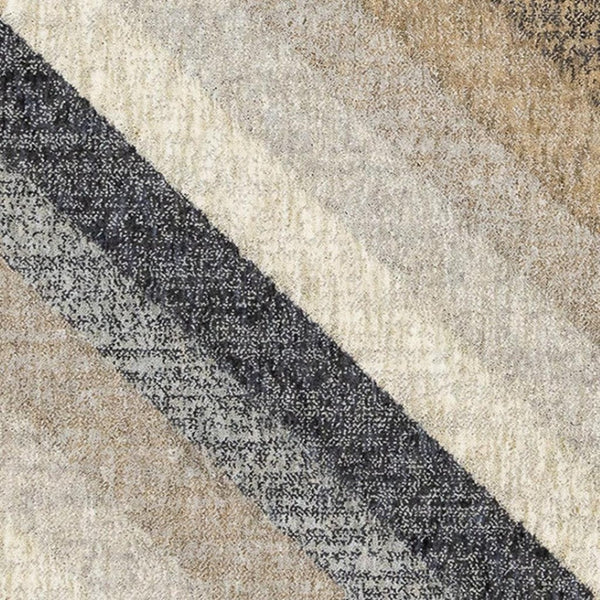 HomeRoots 5' Modern Gray Beige Black Geometric Area Rug for Stylish Living Spaces - Durable & Stain-Resistant 5' X 8' 660294