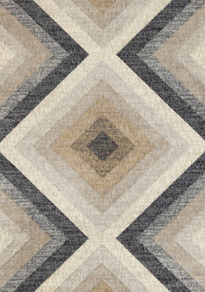 HomeRoots 5' Modern Gray Beige Black Geometric Area Rug for Stylish Living Spaces - Durable & Stain-Resistant 8' X 11' 660295