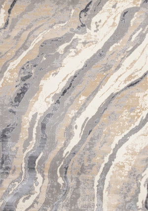 HomeRoots 5' Stylish Taupe Gray and Ivory Abstract Area Rug for Modern Homes - Durable, Stain-Resistant Design 5' X 8' 660296