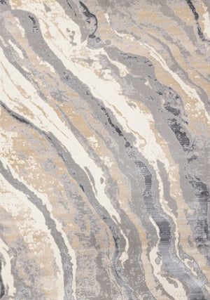 HomeRoots 5' Stylish Taupe Gray and Ivory Abstract Area Rug for Modern Homes - Durable, Stain-Resistant Design 5' X 8' 660296
