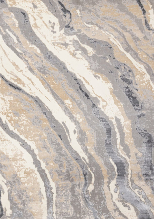 HomeRoots 5' Stylish Taupe Gray and Ivory Abstract Area Rug for Modern Homes - Durable, Stain-Resistant Design 5' X 8' 660296