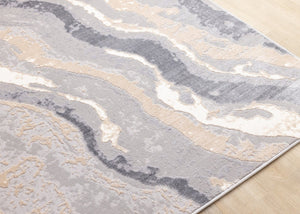 HomeRoots 5' Stylish Taupe Gray and Ivory Abstract Area Rug for Modern Homes - Durable, Stain-Resistant Design 8' X 11' 660297