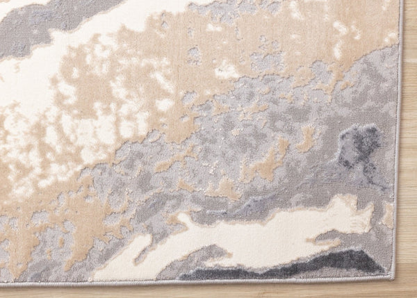 HomeRoots 5' Stylish Taupe Gray and Ivory Abstract Area Rug for Modern Homes - Durable, Stain-Resistant Design 8' X 11' 660297