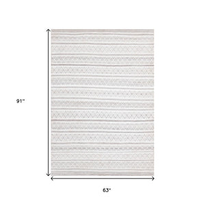 HomeRoots 5' Hand-Woven Cream Gray and Brown Geometric Area Rug for Modern Spaces - Durable & Elegant Design 5' X 8' 660298