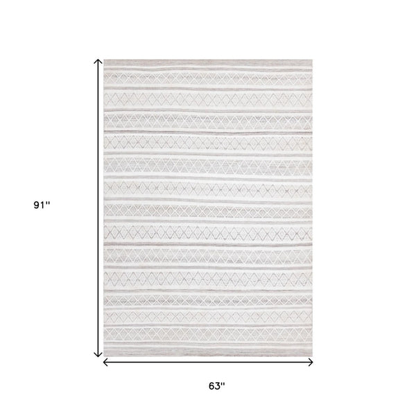 HomeRoots 5' Hand-Woven Cream Gray and Brown Geometric Area Rug for Modern Spaces - Durable & Elegant Design 5' X 8' 660298