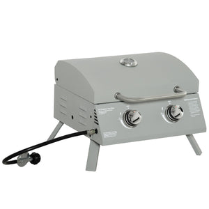 English Elm 21.75" Portable Two-burner Propane Grill with Carbon Steel Body for Outdoor Camping T3971P420647