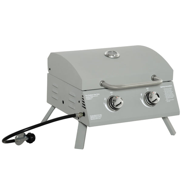 English Elm 21.75" Portable Two-burner Propane Grill with Carbon Steel Body for Outdoor Camping T3971P420647