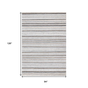 HomeRoots 5' Hand-Woven Cream Beige and Gray Striped Area Rug - Stylish, Durable, and Perfect for Any Room 8' X 11' 660303