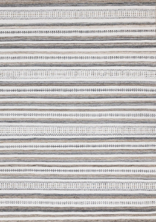HomeRoots 5' Hand-Woven Cream Beige and Gray Striped Area Rug - Stylish, Durable, and Perfect for Any Room 8' X 11' 660303