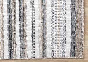 HomeRoots 5' Hand-Woven Cream Beige and Gray Striped Area Rug - Stylish, Durable, and Perfect for Any Room 8' X 11' 660303