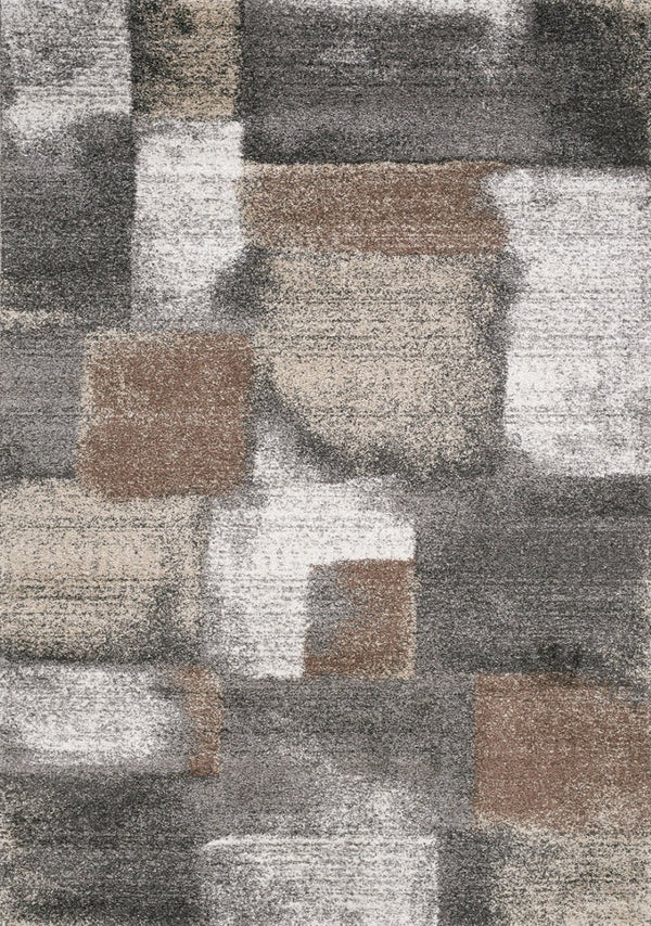 HomeRoots 4' Modern Abstract Area Rug in Gray, Brown, and Ivory - Soft, Durable, and Ideal for High-Traffic Spaces 4' X 6' 660304