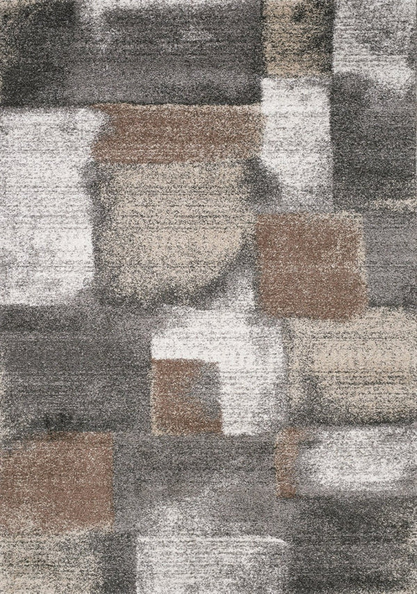 HomeRoots 4' Modern Abstract Area Rug in Gray, Brown, and Ivory - Soft, Durable, and Ideal for High-Traffic Spaces 4' X 6' 660304