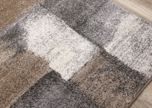 HomeRoots 4' Modern Abstract Area Rug in Gray, Brown, and Ivory - Soft, Durable, and Ideal for High-Traffic Spaces 4' X 6' 660304
