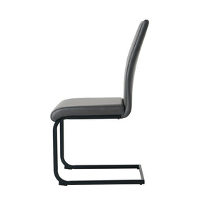 English Elm Modern White Pu Leather Dining Chairs with Black Metal Legs Ergonomic Set of 2 Charcoal+Grey W210P199100