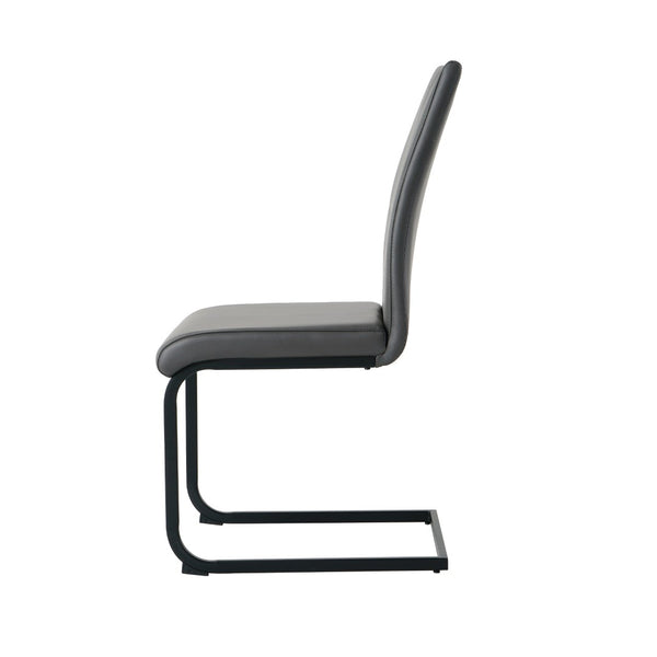 English Elm Modern White Pu Leather Dining Chairs with Black Metal Legs Ergonomic Set of 2 Charcoal+Grey W210P199090