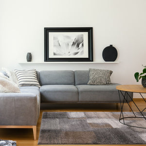 HomeRoots 4' Modern Abstract Area Rug in Gray, Brown, and Ivory - Soft, Durable, and Ideal for High-Traffic Spaces 5' X 8' 660305