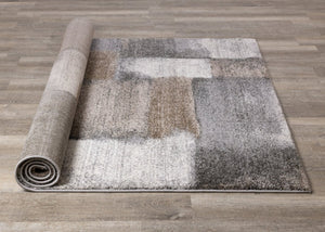 HomeRoots 4' Modern Abstract Area Rug in Gray, Brown, and Ivory - Soft, Durable, and Ideal for High-Traffic Spaces 5' X 8' 660305