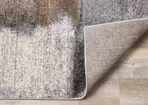 HomeRoots 4' Modern Abstract Area Rug in Gray, Brown, and Ivory - Soft, Durable, and Ideal for High-Traffic Spaces 2' X 8' 660308