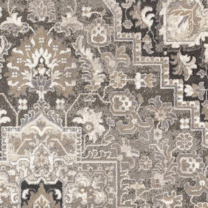 HomeRoots 5' Taupe Gray and Brown Medallion Area Rug - Elegant, Stain-Resistant Design for Any Living Space 5' X 8' 660310