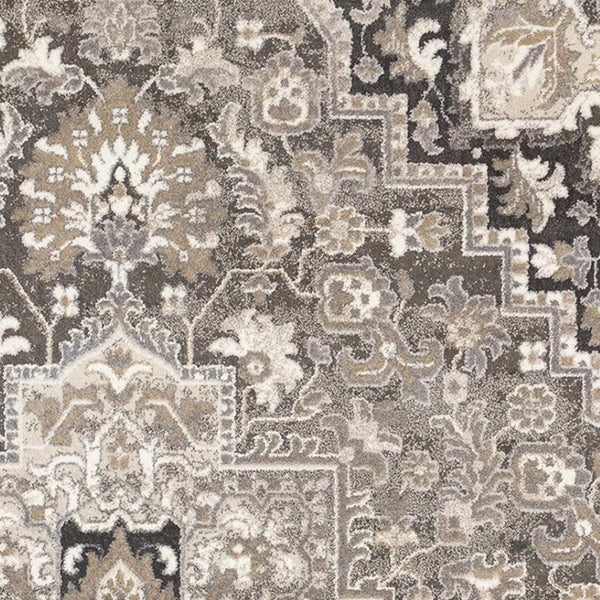HomeRoots 5' Taupe Gray and Brown Medallion Area Rug - Elegant, Stain-Resistant Design for Any Living Space 5' X 8' 660310