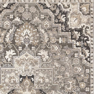 HomeRoots 5' Taupe Gray and Brown Medallion Area Rug - Elegant, Stain-Resistant Design for Any Living Space 5' X 8' 660310