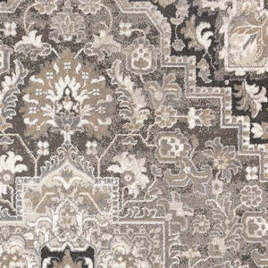 HomeRoots 5' Taupe Gray and Brown Medallion Area Rug - Elegant, Stain-Resistant Design for Any Living Space 8' X 11' 660311