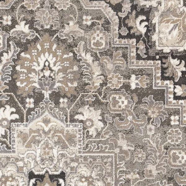 HomeRoots 5' Taupe Gray and Brown Medallion Area Rug - Elegant, Stain-Resistant Design for Any Living Space 8' X 11' 660311